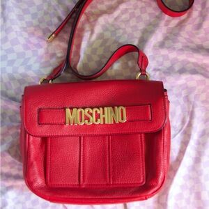 Moschino Red Crossbody Bag with Gold Logo